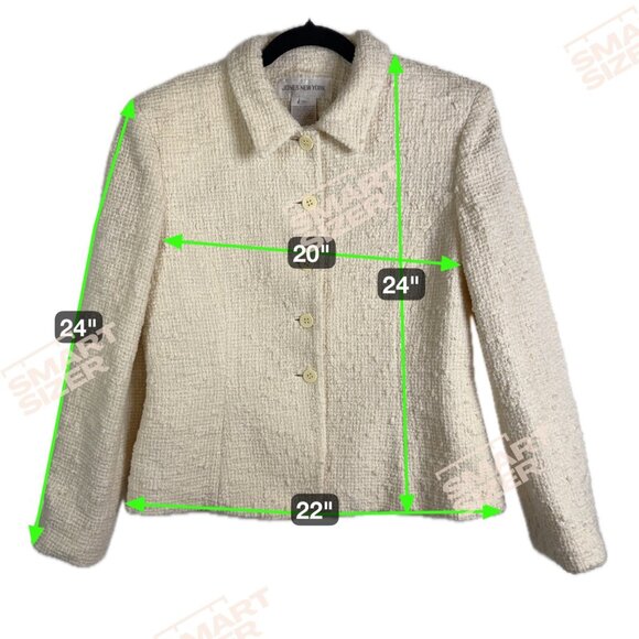 VTG Jones New York Timeless Wool Blend Cream Textured Blazer Jacket W Sz 12 NWT - Picture 2 of 11